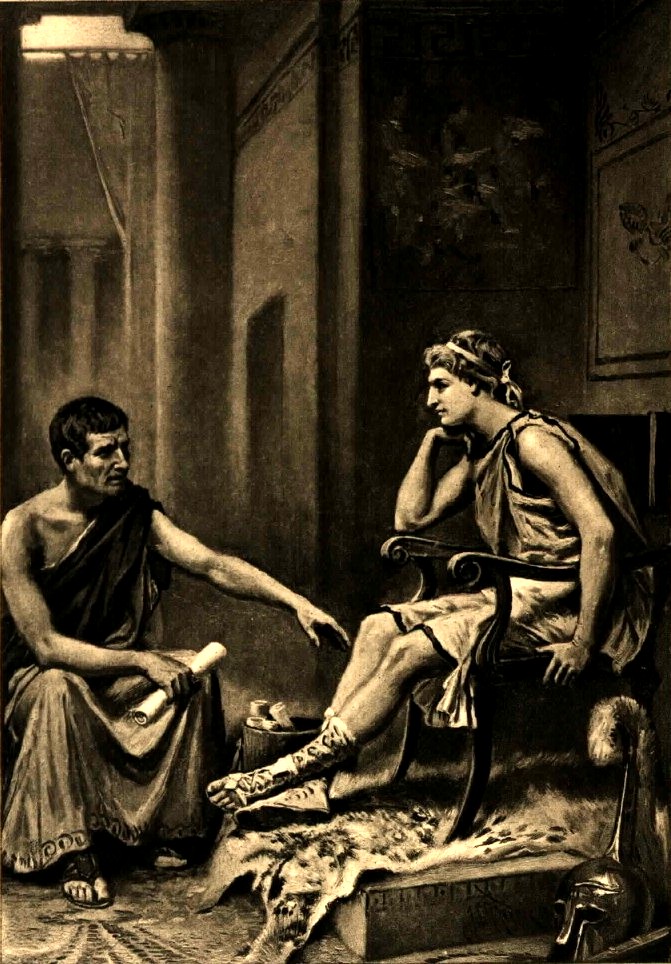 Aristotle_tutoring_Alexander_by_J_L_G_Ferris_1895